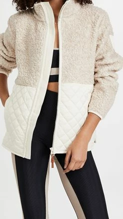 Best Pirce ???? Tory Sport Sherpa Fleece Quilted Jacket Natural Heather/French Cream ????