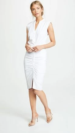 Outlet ???? Veronica Beard Long Ruched ???? Dress White ????