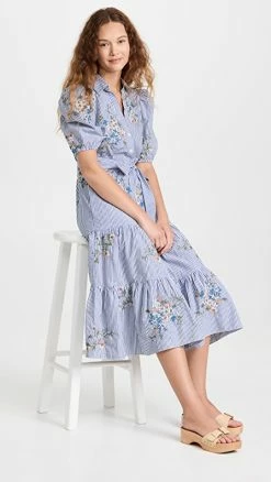 Wholesale ✔️ Veronica Beard Eunice ???? Dress White/Blue ????