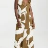 Coupon ⭐ Victoria Beckham Twist Shoulder Fit And Flare ???? Dress Khaki/Cream ????