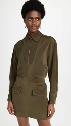 Best Pirce ???? Victoria Beckham Anorak Mini ???? Dress Khaki ✨
