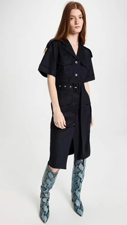 Outlet ???? Victoria Beckham Utility ???? Shirt ???? Dress Dark Navy ????