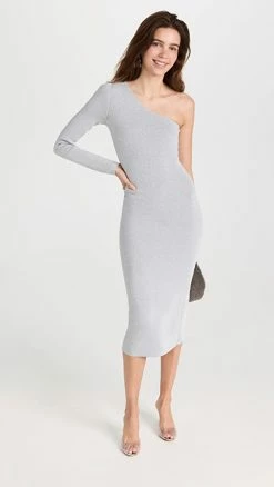 Buy ✔️ Victoria Beckham Metallic One Shoulder Midi ???? Dress Silver ????