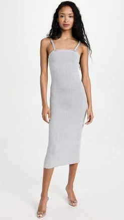 Deals ???? Victoria Beckham Metallic Removable Strap Bandeau ???? Dress Silver ????