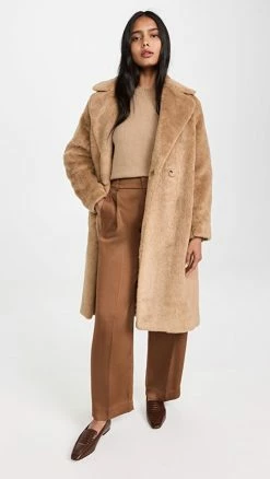Wholesale ???? Vince Faux Sherling ???? Coat Sand Shell ????